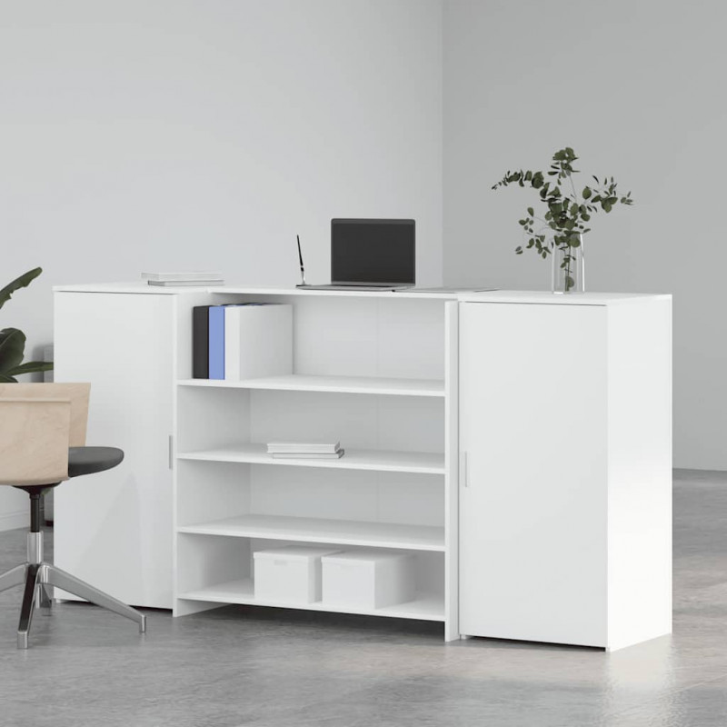 Biurko recepcyjne białe 200x50x103,5 cm Drewno konstrukcyjne