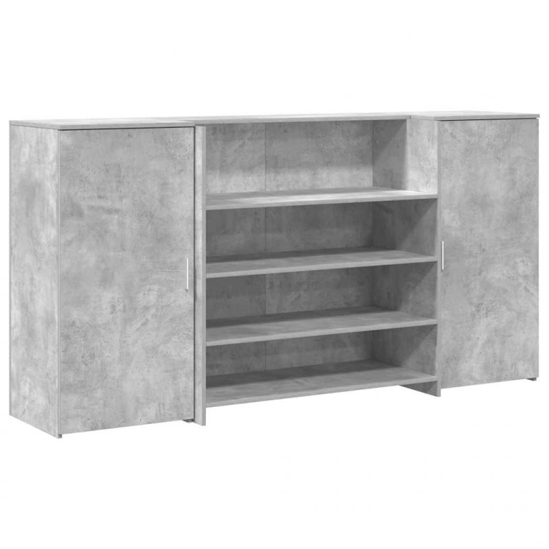 Biurko recepcyjne betonowe szare 200x50x103,5 cm drewno klejone