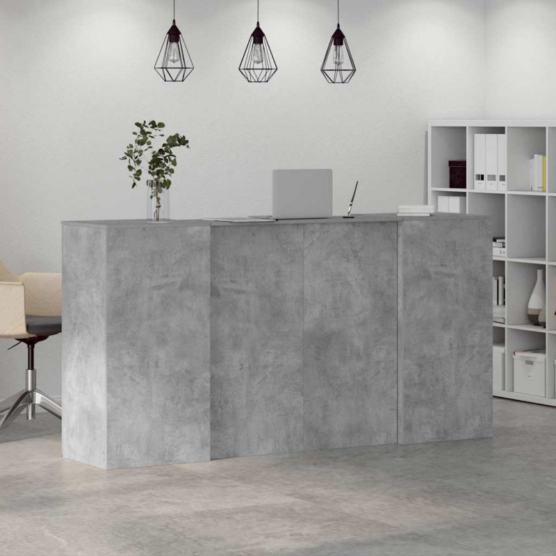 Biurko recepcyjne betonowe szare 200x50x103,5 cm drewno klejone