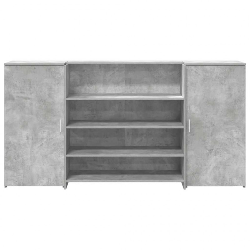 Biurko recepcyjne betonowe szare 200x50x103,5 cm drewno klejone