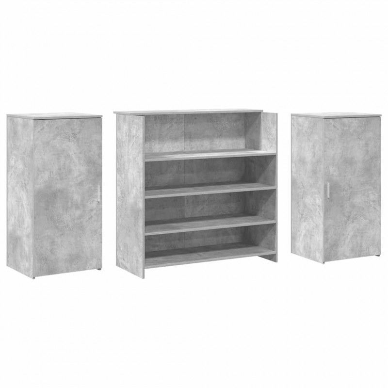Biurko recepcyjne betonowe szare 200x50x103,5 cm drewno klejone
