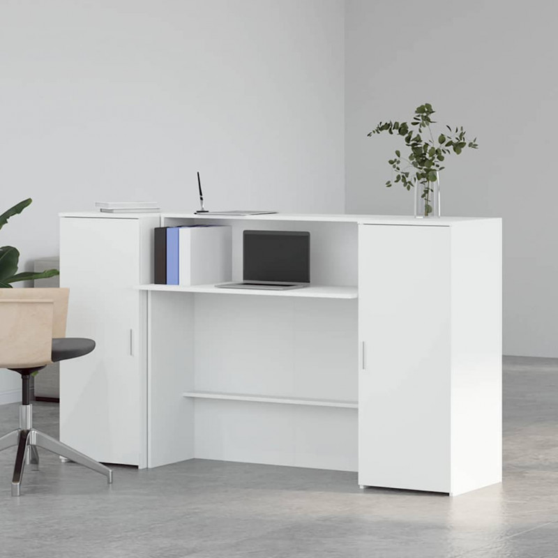 Biurko recepcyjne białe 180x50x103,5 cm Drewno konstrukcyjne
