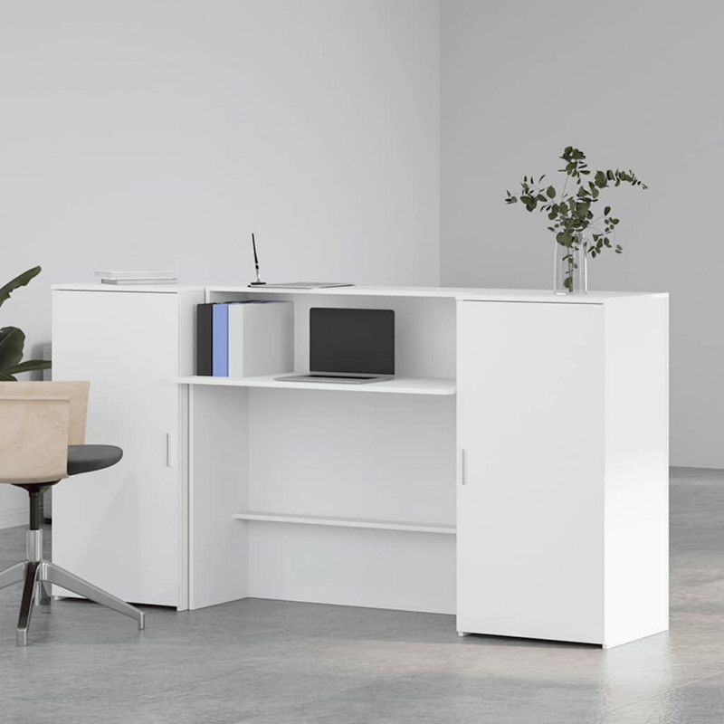 Biurko recepcyjne białe 200x50x103,5 cm Drewno klejone