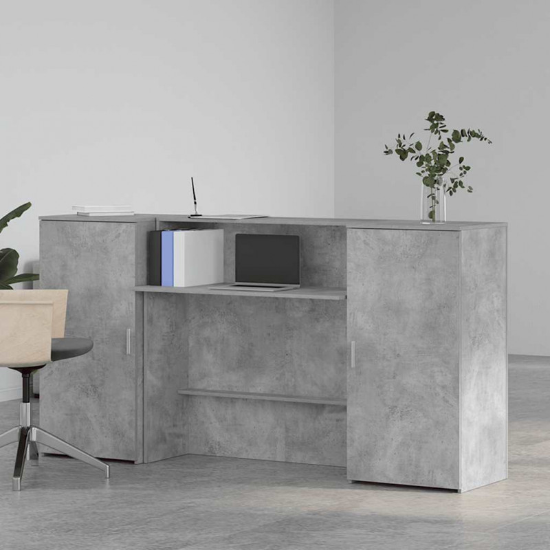 Biurko recepcyjne betonowe szare 200x50x103,5 cm drewno klejone