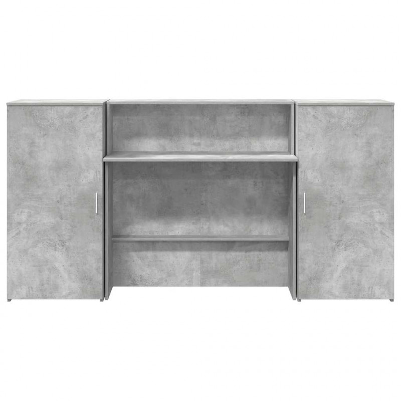 Biurko recepcyjne betonowe szare 200x50x103,5 cm drewno klejone