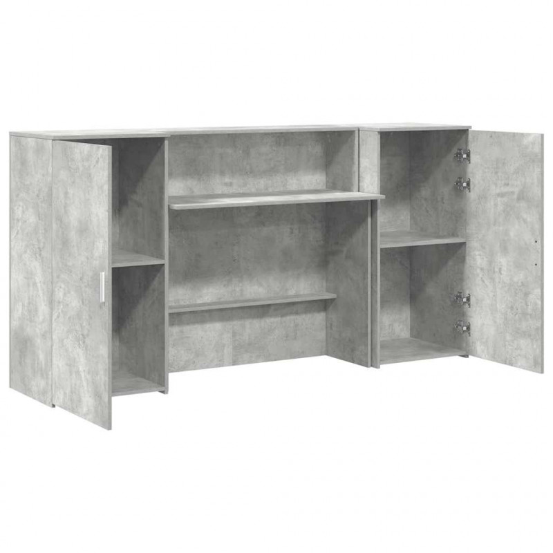 Biurko recepcyjne betonowe szare 200x50x103,5 cm drewno klejone