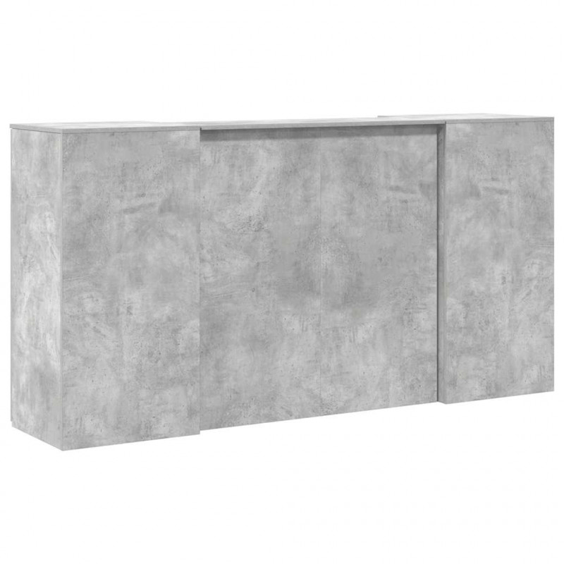 Biurko recepcyjne betonowe szare 200x50x103,5 cm drewno klejone
