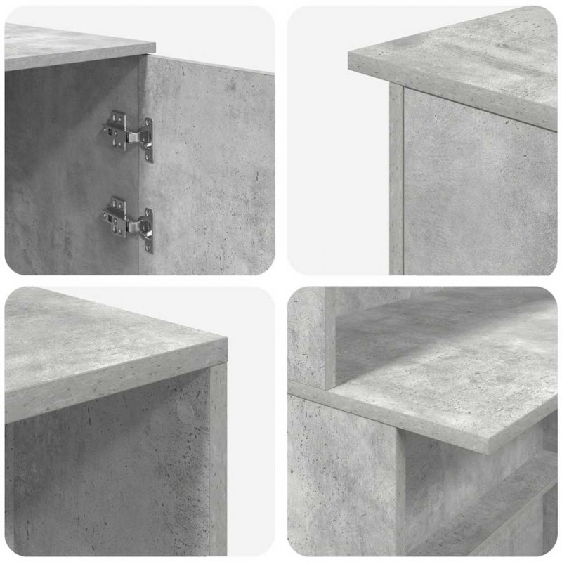 Biurko recepcyjne betonowe szare 200x50x103,5 cm drewno klejone
