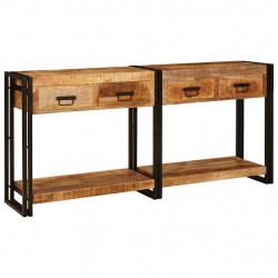 Stoliki konsolowe 2 pcs Brązowy 161 x 33 x 75 cm Drewno z mango