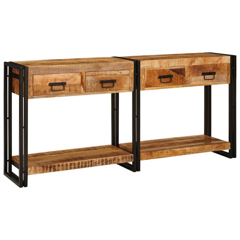 Stoliki konsolowe 2 pcs Brązowy 161 x 33 x 75 cm Drewno z mango