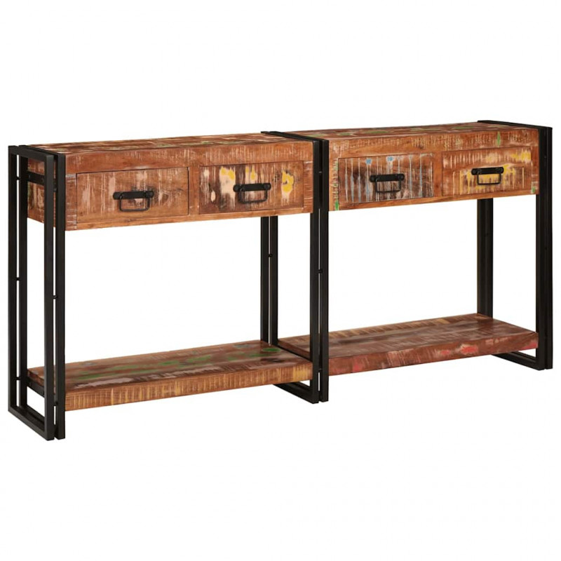 Stoliki konsolowe z półką 2 pcs Wielokolorowe 161 x 33 x 75 cm