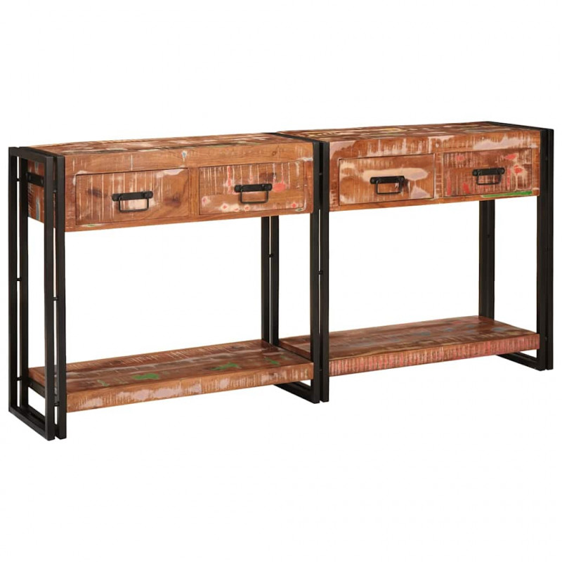 Stoliki konsolowe z półką 2 pcs Wielokolorowe 161 x 33 x 75 cm