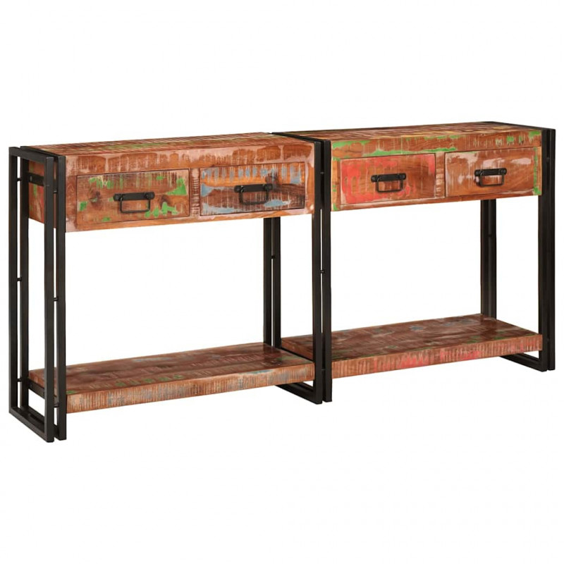 Stoliki konsolowe z półką 2 pcs Wielokolorowe 161 x 33 x 75 cm