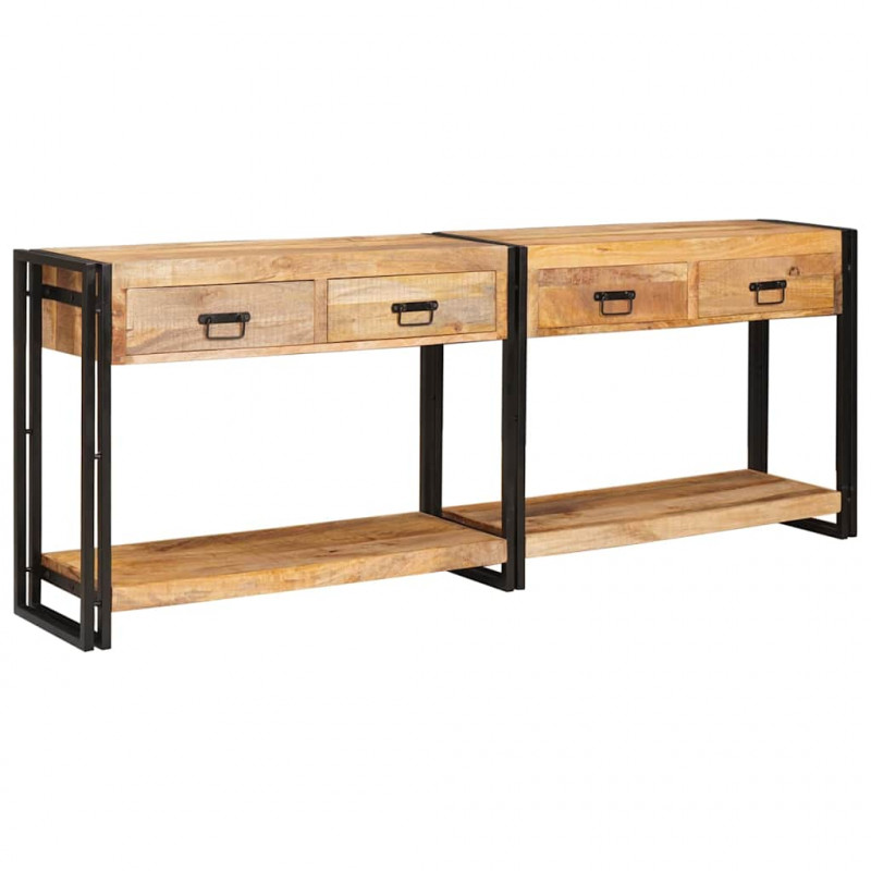 Stoliki konsolowe 2 pcs Brązowy 200 x 33 x 75 cm Drewno z mango
