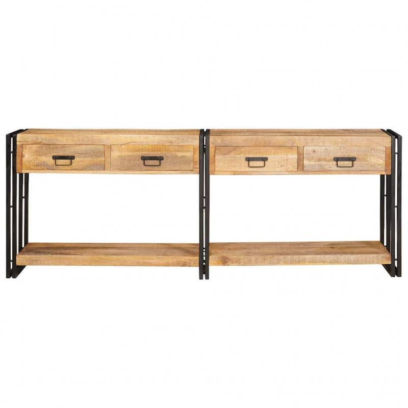 Stoliki konsolowe 2 pcs Brązowy 200 x 33 x 75 cm Drewno z mango