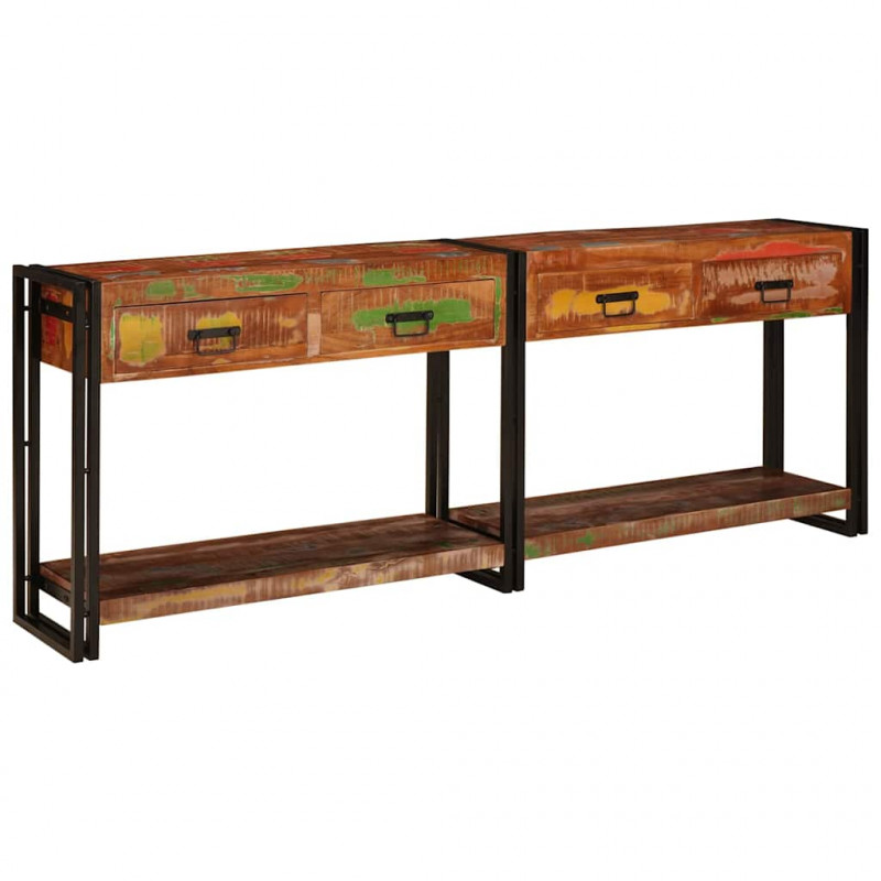 Stoliki konsolowe 2 pcs Wielokolorowe Lite Drewno Recyklingowe