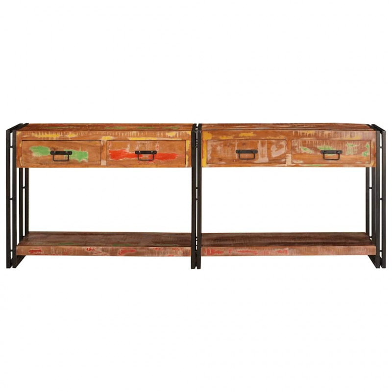Stoliki konsolowe 2 pcs Wielokolorowe Lite Drewno Recyklingowe
