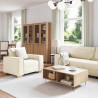 Zestaw Sof 3 pcs Beżowy 220 x 80 x 84 cm Tkanina lniana