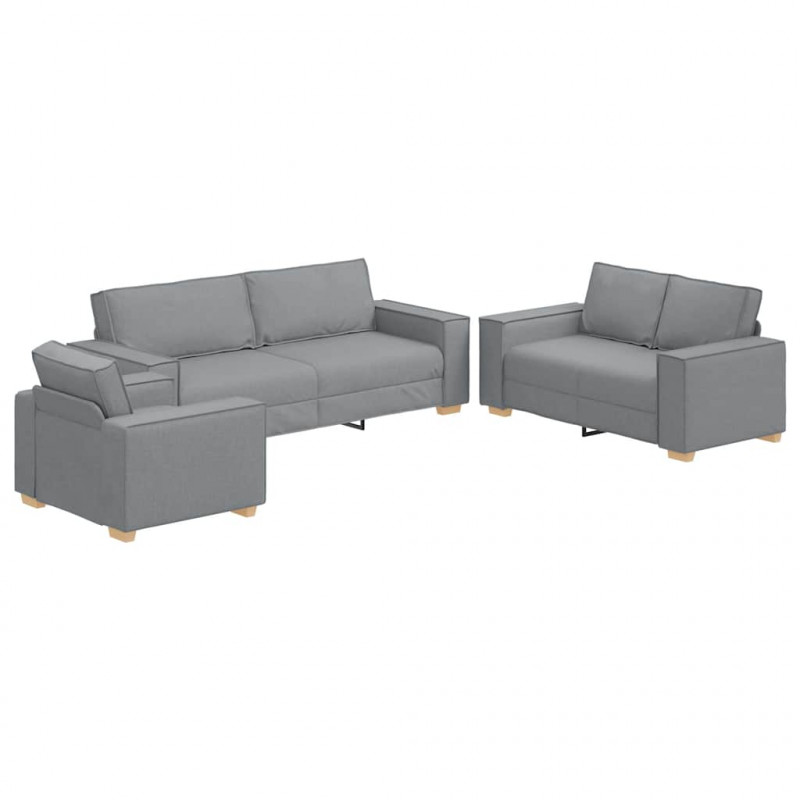 Sofa 3 pcs Jasnoszary 220 x 80 x 84 cm Tkanina lniana