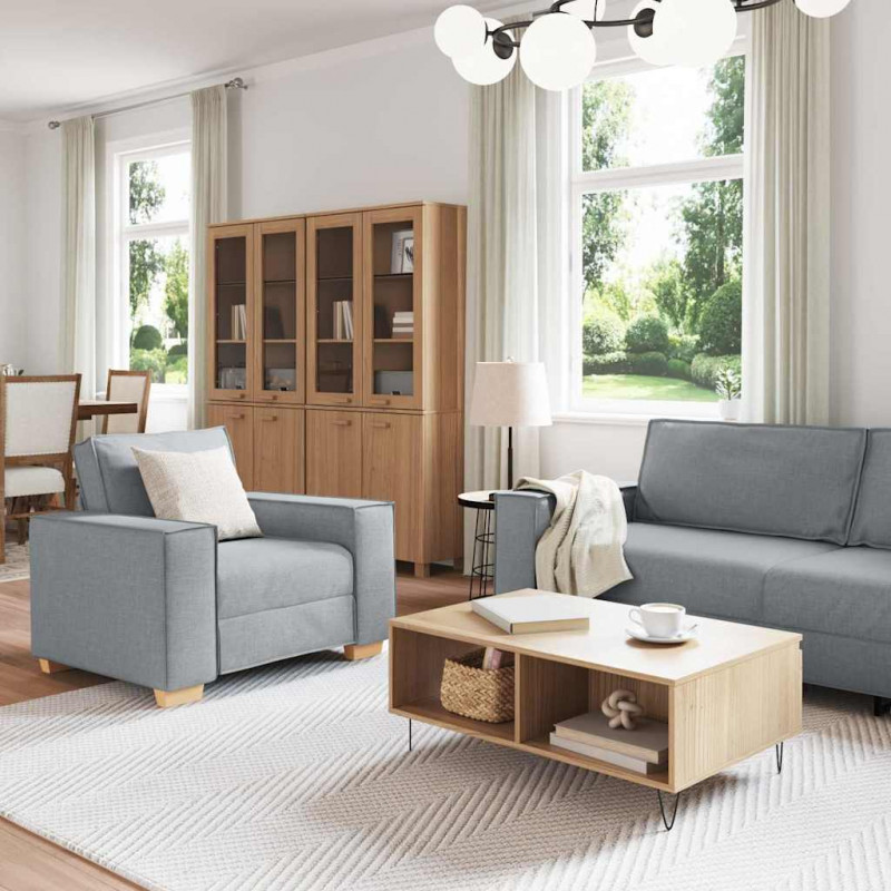Sofa 3 pcs Jasnoszary 220 x 80 x 84 cm Tkanina lniana
