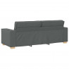 Sofa 3 pcs Ciemnoszary 220 x 80 x 84 cm Tkanina lniana