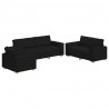 Sofa 3 pcs Czarny 220 x 80 x 84 cm Tkanina lniana