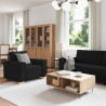 Sofa 3 pcs Czarny 220 x 80 x 84 cm Tkanina lniana