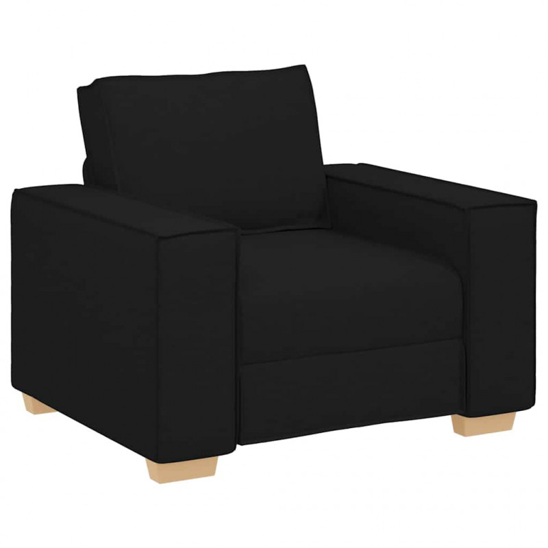 Sofa 3 pcs Czarny 220 x 80 x 84 cm Tkanina lniana
