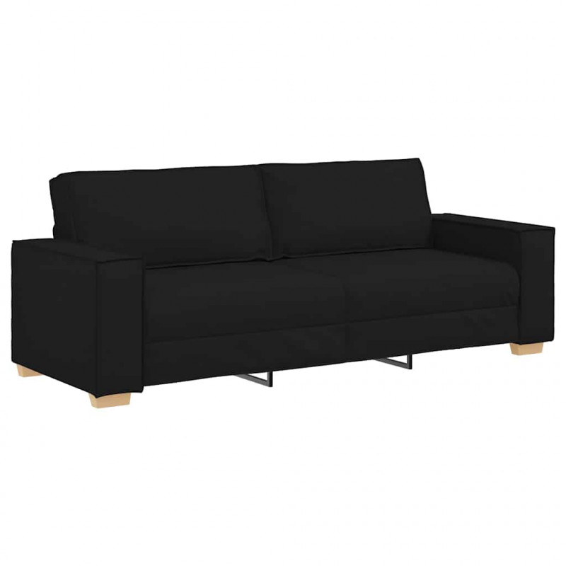 Sofa 3 pcs Czarny 220 x 80 x 84 cm Tkanina lniana