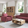 Sofa 3 pcs Czerwone wino 220 x 80 x 84 cm Tkanina lniana