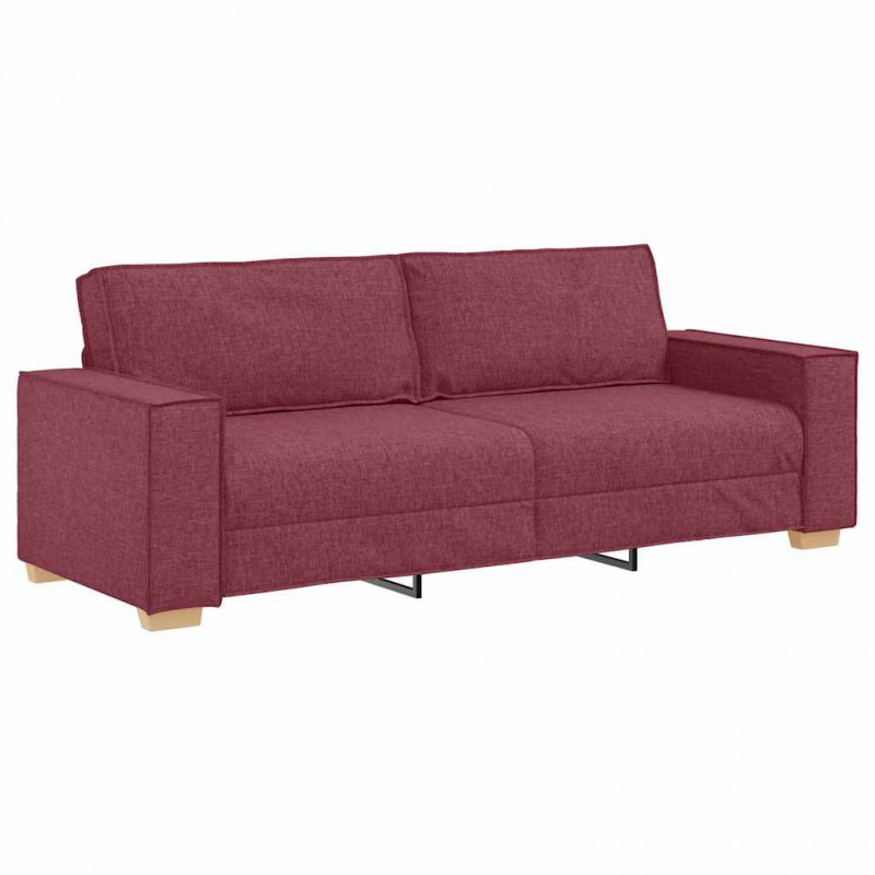Sofa 3 pcs Czerwone wino 220 x 80 x 84 cm Tkanina lniana