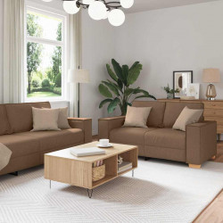 Sofa 3 pcs Brązowy 220 x 80 x 84 cm Tkanina lniana
