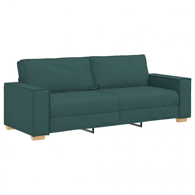 Sofa 3 pcs Ciemna zieleń 220 x 80 x 84 cm Tkanina lniana