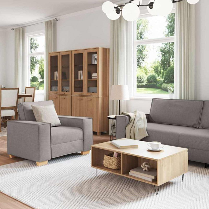 Sofa 3 pcs Ciemnoszary 220 x 80 x 84 cm Tkanina lniana