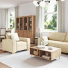 Sofa 3 pcs Kremowy 220 x 80 x 84 cm Tkanina lniana