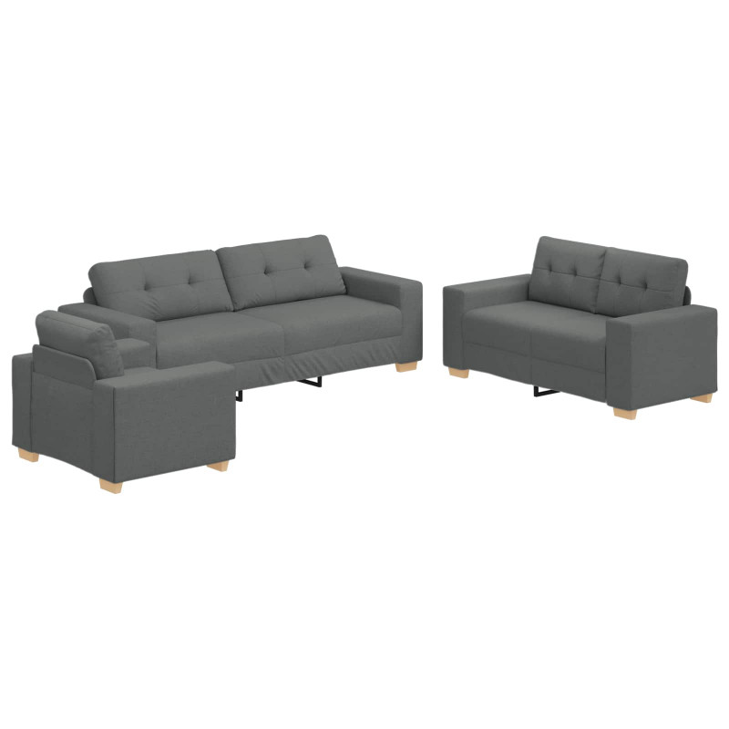 Sofa 3 pcs Ciemnoszary 221 x 80 x 80 cm Tkanina lniana