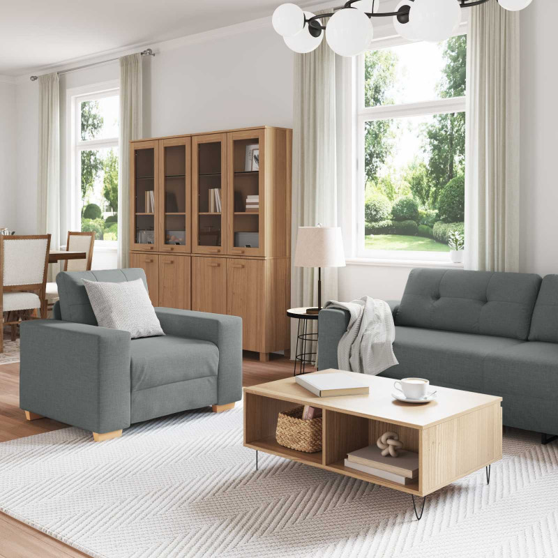 Sofa 3 pcs Ciemnoszary 221 x 80 x 80 cm Tkanina lniana