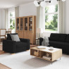Sofa 3 pcs Czarny 221 x 80 x 80 cm Tkanina lniana