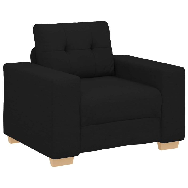 Sofa 3 pcs Czarny 221 x 80 x 80 cm Tkanina lniana