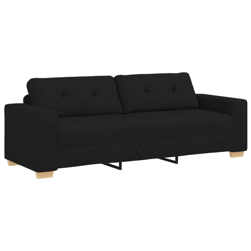 Sofa 3 pcs Czarny 221 x 80 x 80 cm Tkanina lniana