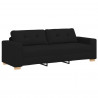 Sofa 3 pcs Czarny 221 x 80 x 80 cm Tkanina lniana