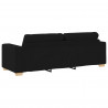 Sofa 3 pcs Czarny 221 x 80 x 80 cm Tkanina lniana