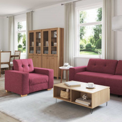 Sofa 3 pcs Czerwony Wiatr 221 x 80 x 80 cm Tkanina lniana