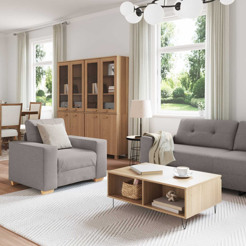 Sofa 3 pcs Ciemnoszary 221 x 80 x 80 cm Tkanina lniana