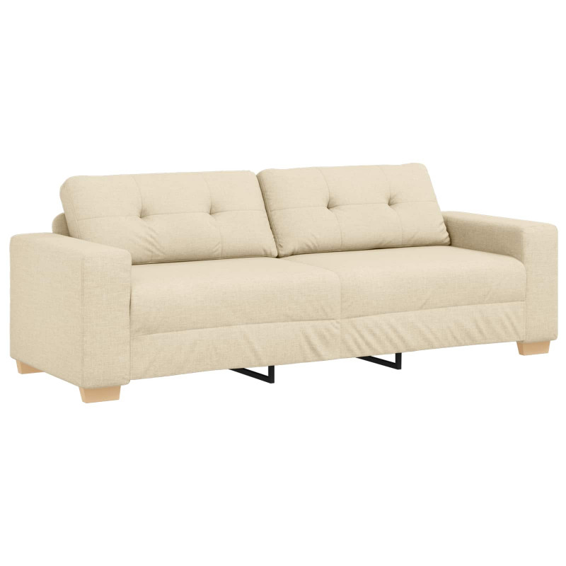 Sofa 3 pcs Kremowy 221 x 80 x 80 cm Tkanina lniana