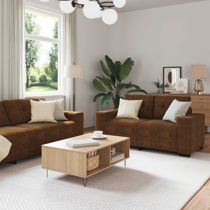 Sofa 3 pcs Brązowy 221 x 80 x 80 cm Tkanina lniana