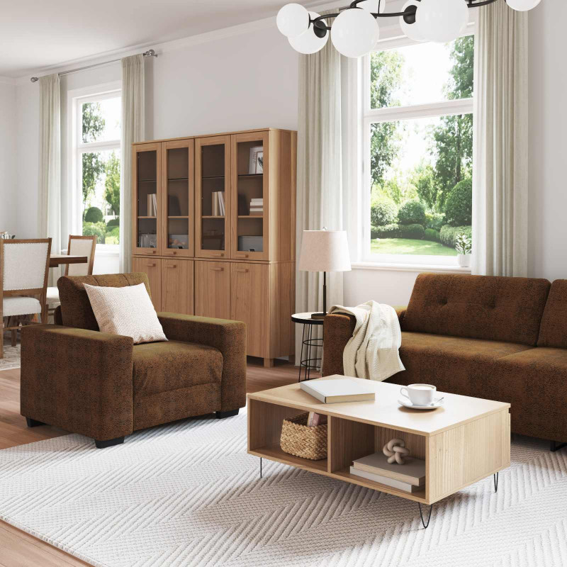 Sofa 3 pcs Brązowy 221 x 80 x 80 cm Tkanina lniana