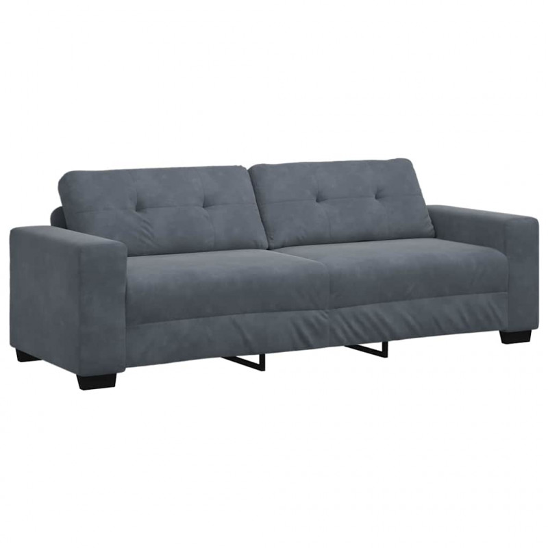 Zestaw Sof 3 pcs Ciemnoszary 221 x 80 x 80 cm Aksamit