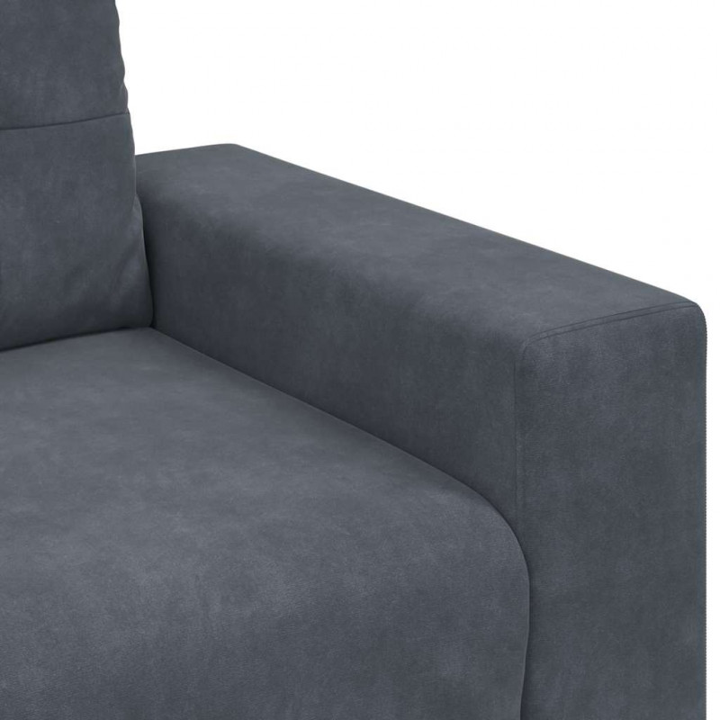 Zestaw Sof 3 pcs Ciemnoszary 221 x 80 x 80 cm Aksamit