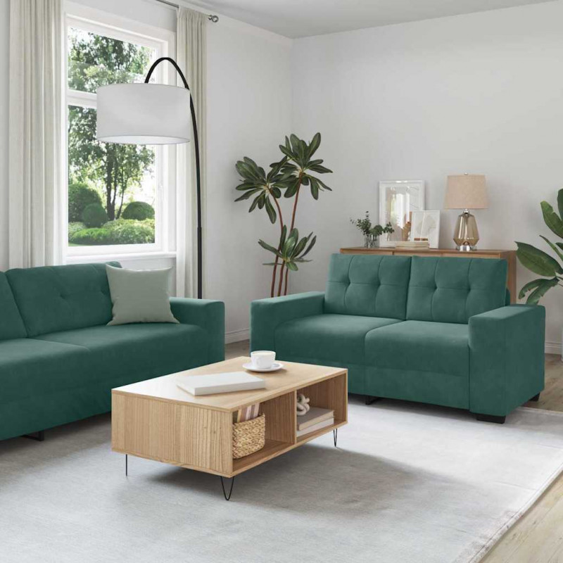 Zestaw Sof 3 pcs Ciemna zieleń 221 x 80 x 80 cm Aksamit